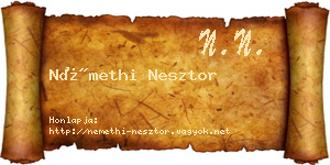 Némethi Nesztor névjegykártya